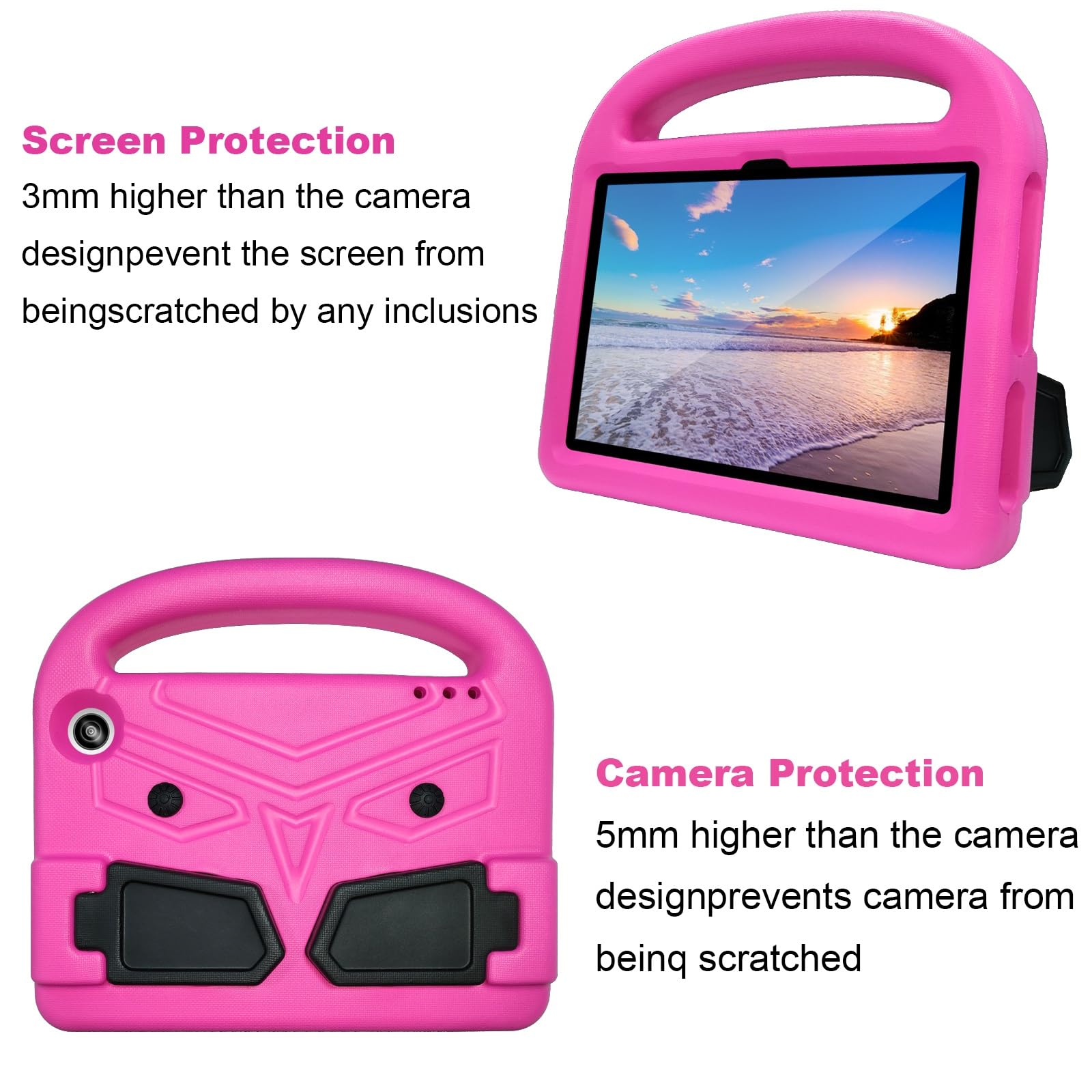Etui ochronne na tablet do Kindle Fire 7 12. generacji 7 cali 2022 etui na tablet dla dzieci, lekkie, odporne na wstrząsy, odporne na upadki, etui na tablet z uchwytem i podpórką (ROSE
