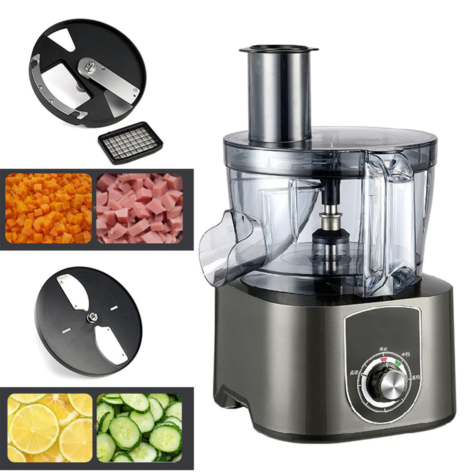 Tritaverdure Elettrico 5l, Robot Da Cucina Commerciale 600w Con 4 Lame Sostituibili, Affettatrice E Grattugia Multifunzionale Per Patate Cipolle Carote Cetrioli Frutta & Verdura red