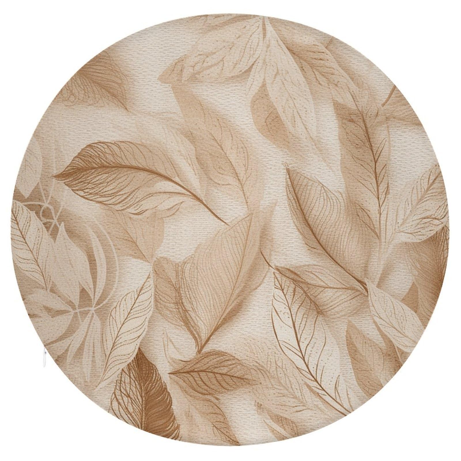 Wsoihfec Style Beige Leaves On Fabric Seat Cushion Round Chair Pad