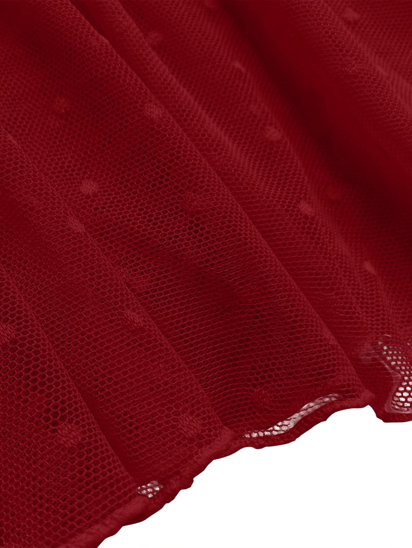 Lilosy Sexy Polka Dots Mesh Sheer Lace Babydoll Chemise Lingerie Set Floral Sleep Wear: 3X-Large Burgundy Red