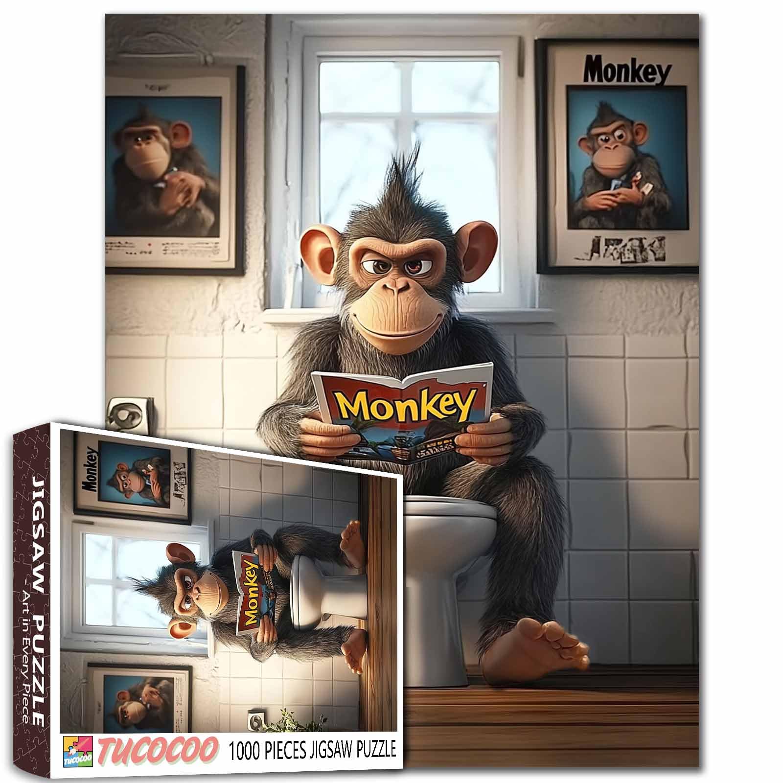 Monkey Magazine Reader 1000pc Jigsaw Puzzle Sky Window 50x70cm Colorful DIY Puzzles for Home Decoration Gifts Family Puzzle Perfect for Game Nights โ image 1