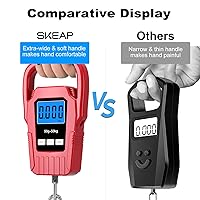 Vista 9 de SKEAP Báscula de pesca digital para colgar, báscula de equipaje de 110 libras, mango grande mejorado y pantalla LCD retroiluminada, balanza Naranja