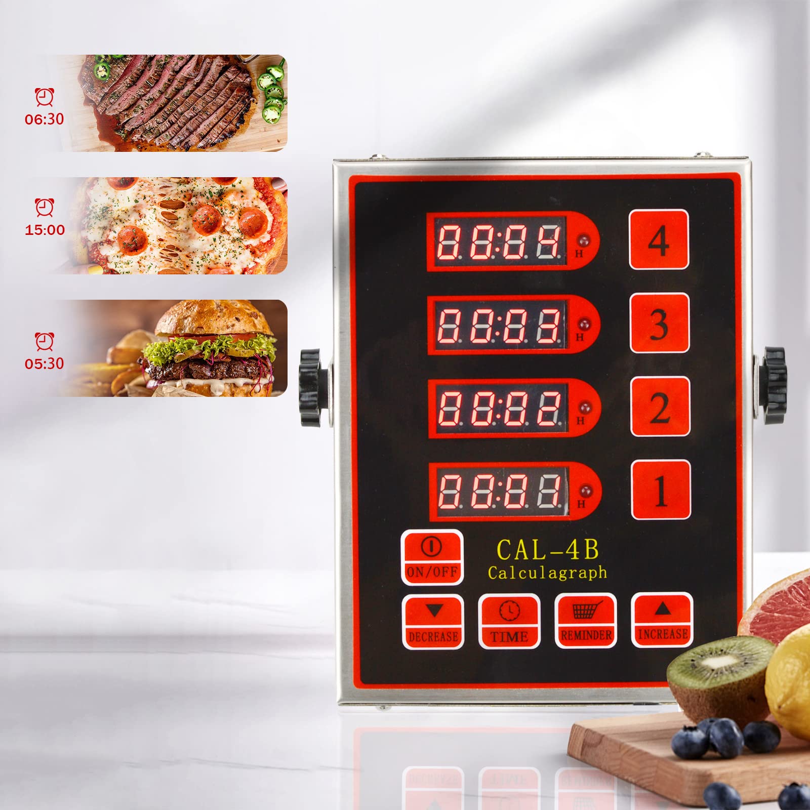 Temporizadores de cocina comerciales de 4 canales, temporizador digital de restaurante, alarma profesional, recordatorio de cocina ajustable