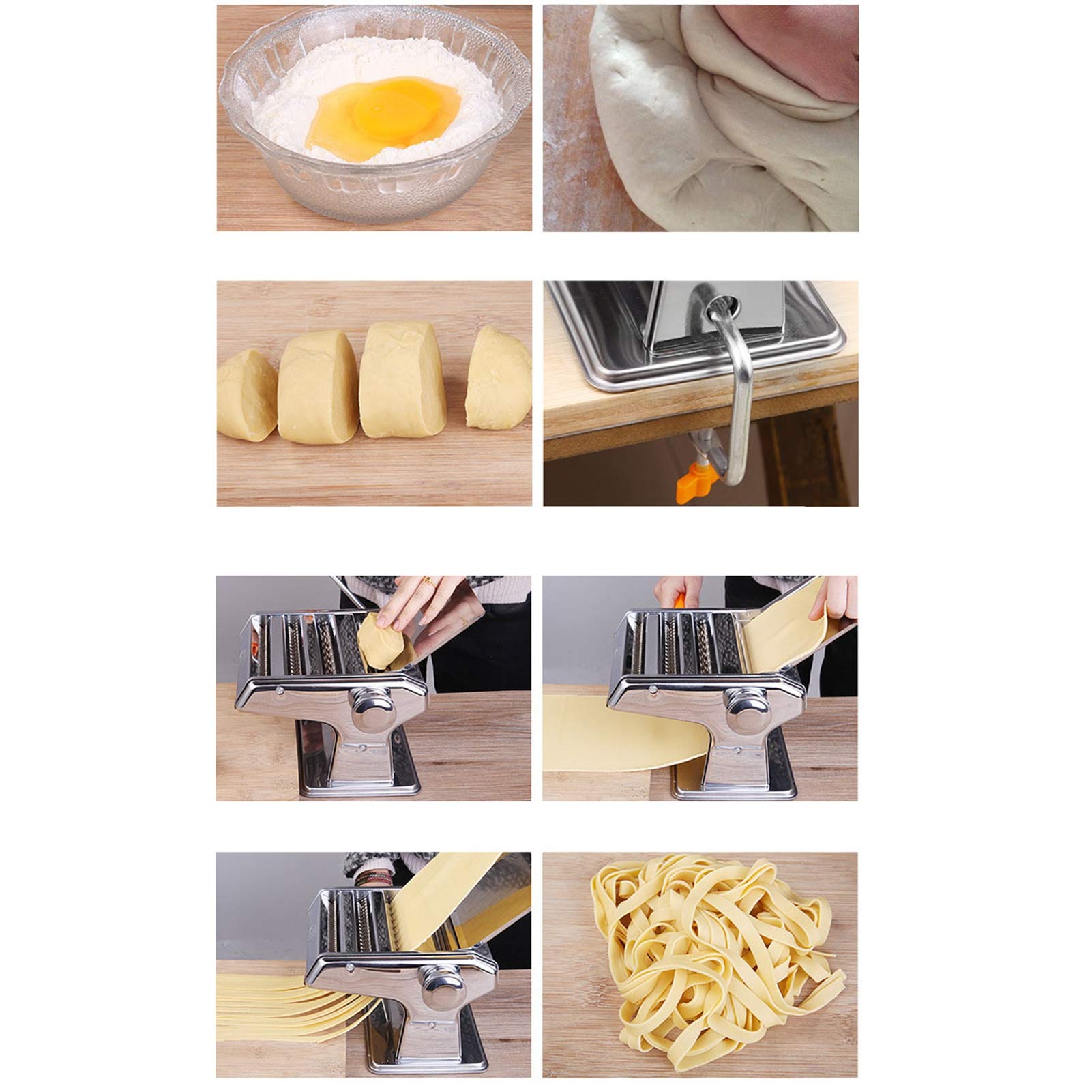 Máquina para hacer pasta, máquina para hacer pasta con rodillo manual de acero inoxidable para espaguetis, fettuccini, lasaña o pieles para bolas de masa hervida