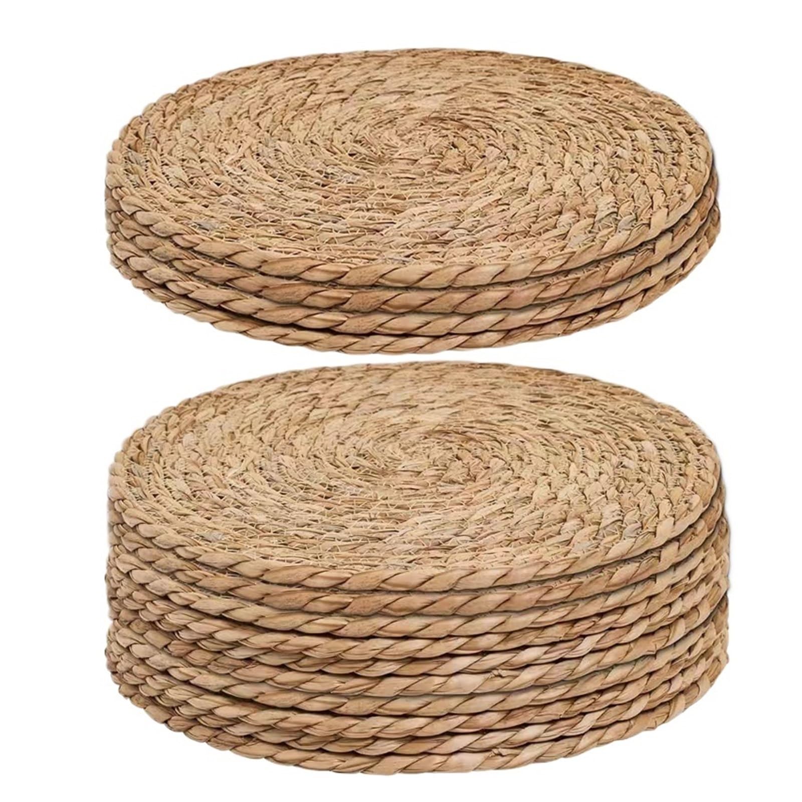 Salvamanteles redondos tejidos, manteles individuales aislantes | Forma redonda, lino, tejido no textil, color liso, solo lavado a mano(8pcs)