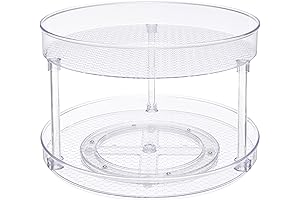 Amazon Basics 2-Tier Clear Lazy Susan Turntable Organizer, 12-Inch