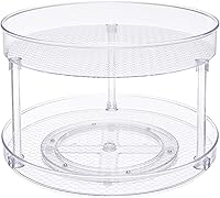 Amazon Basics 2-Tier Lazy Susan Turntable Organizer 12 Inch Clear - Rotating Spice Rack for Kitchen Pantry Bathroom Vanity Makeup