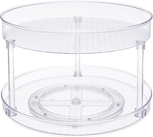 Tienda Basics Organizador de tocadiscos Lazy Susan transparente de 2 niveles, 12 pulgadas