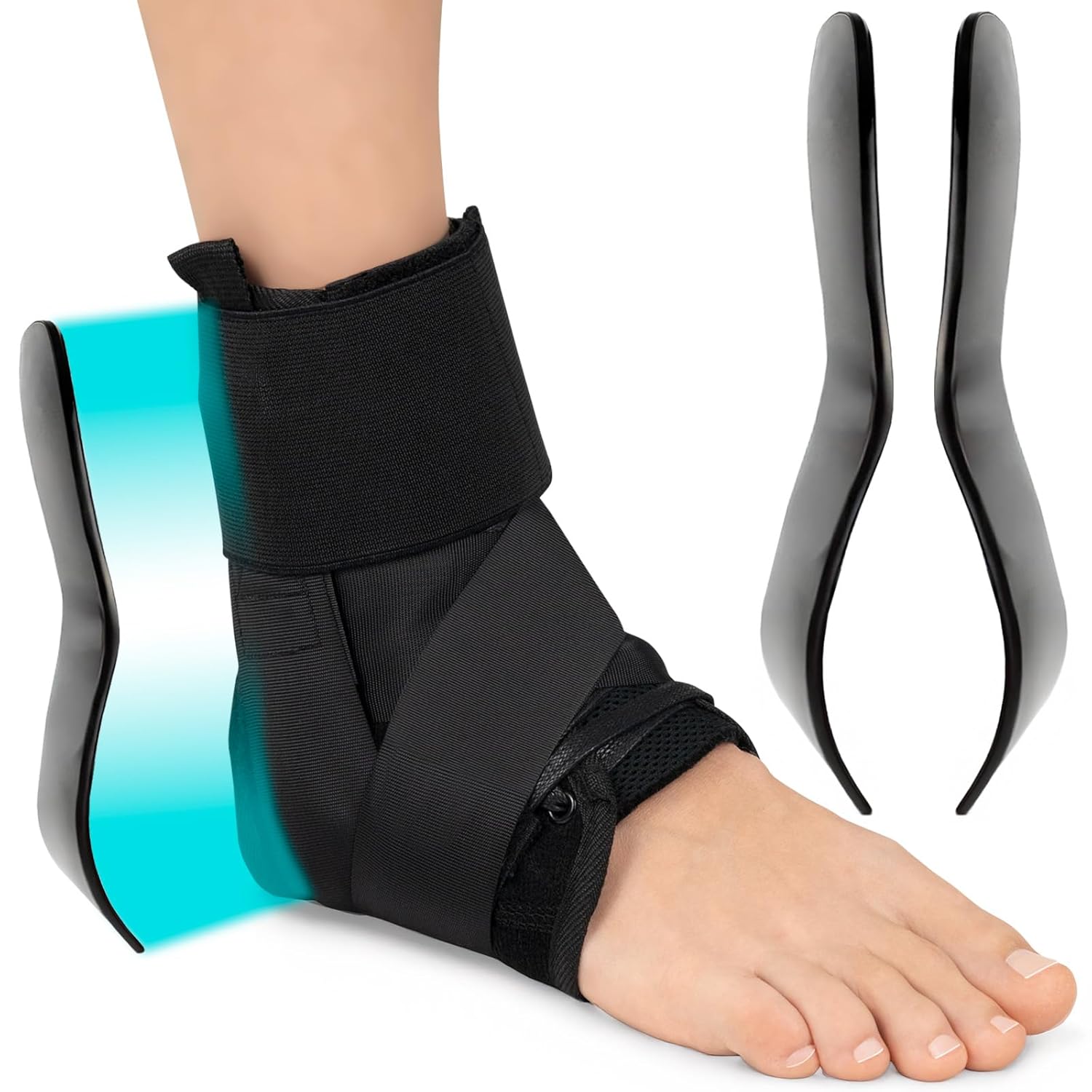 Vive Lace Up Ankle Brace for Women & Men - Compression Sleeve for Achilles Tendonitis, Sprains - Foot Support for Plantar Fasciitis - Adjustable Wrap (Large)