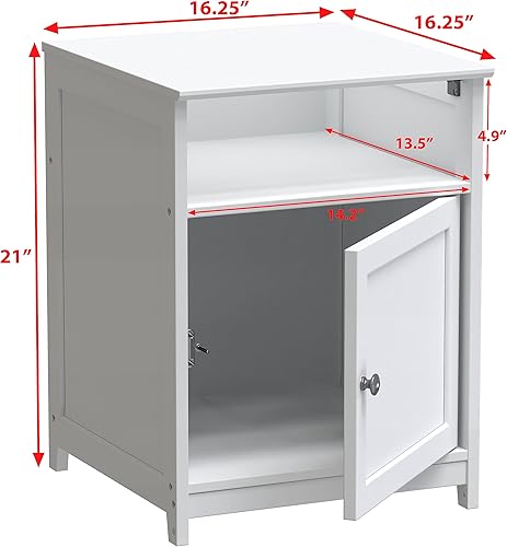Miniatura 3 de SHW Mesa auxiliar con cajón de almacenamiento, mesa auxiliar compacta para sala de estar, dormitorio u oficina, color blanco