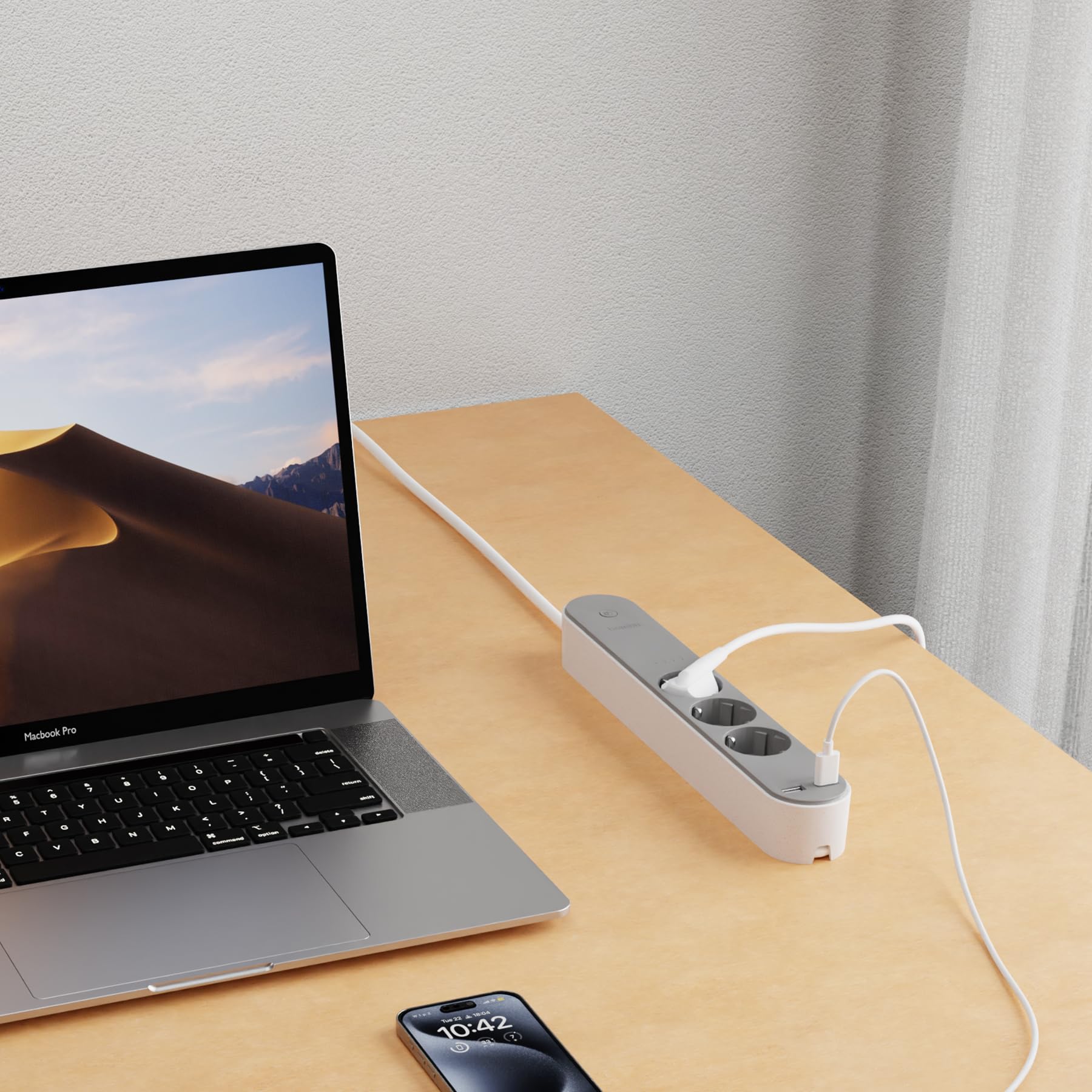 Hombli Steckdosenleiste, smart, 3 AC + 2 USB, Überspannung, 1,5 m Kabel, FR