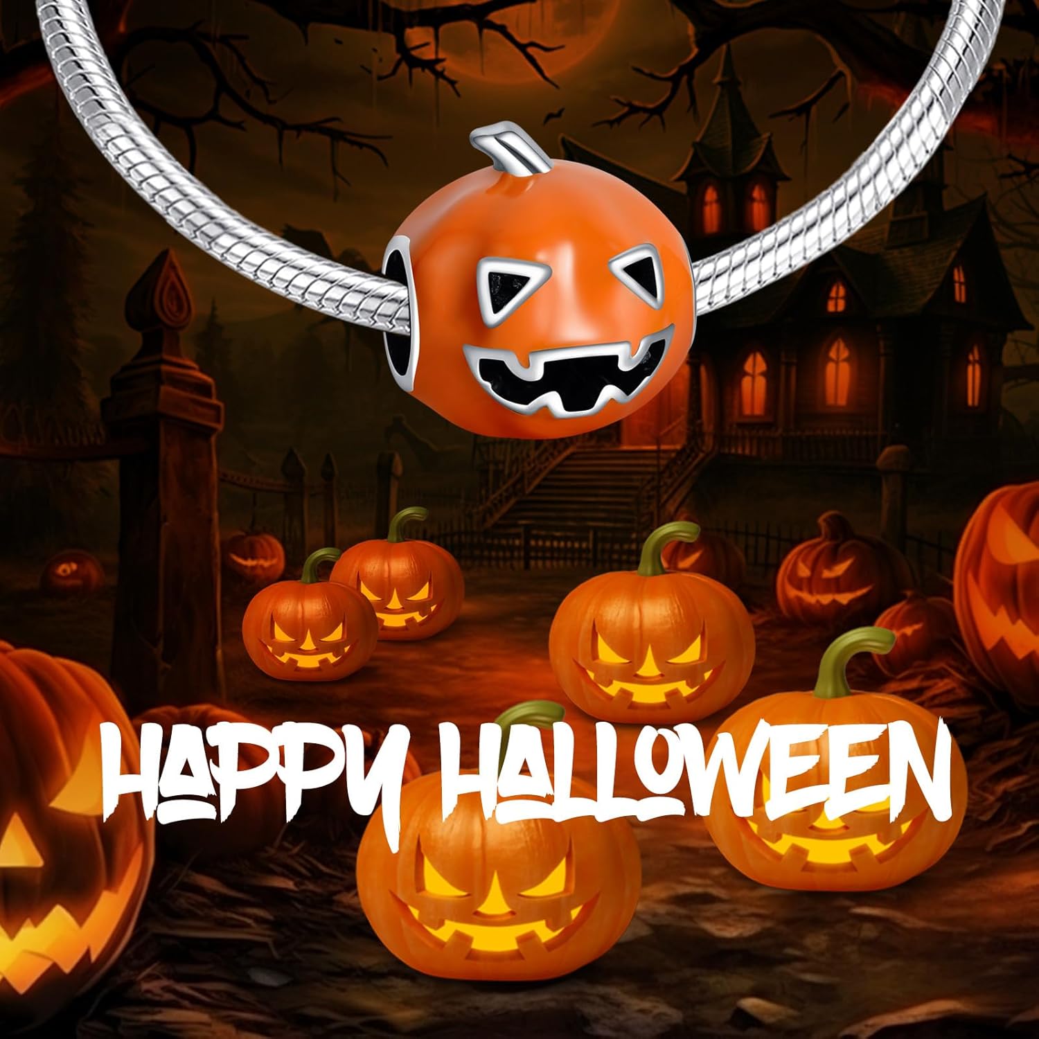 925 Sterling Silver Charms Ghost Face Pumpkin Charm for Women Bracelet Holiday Halloween Gifts Diy Charm Jewelry For Friends Family - Image 3