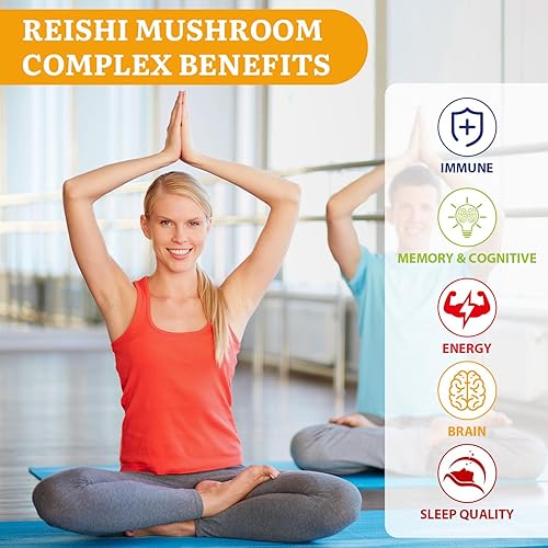 Miniatura 7 de Suplemento de complejo de hongos Reishi japonés de 1500 mg  Reishi, Chaga, Cordyceps, melena de león, Maitake, extracto de hongos Agaricus y 3