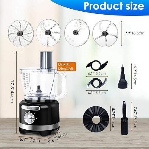 Miniatura 3 de Davivy Procesador de alimentos de 16 tazas, 9 en 1, multifunción, 3.8 L, para rallar queso, picar, emulsionar, triturar, rebanar, masar para uso