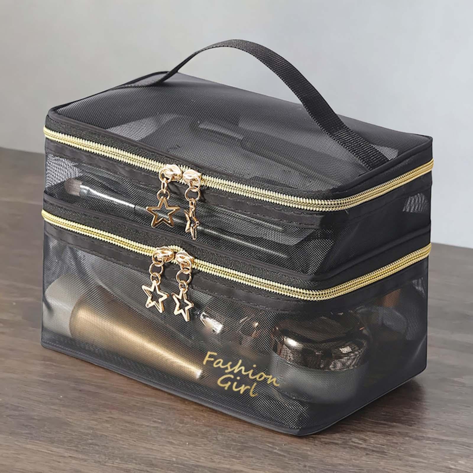 2 Pezzi Organizer per Trucchi Trasparente Borsa Impermeabile con Cerniera Resistente Custodia Grande Multiuso Portatile Leggera per Bagno E Casa, 4 pezzi