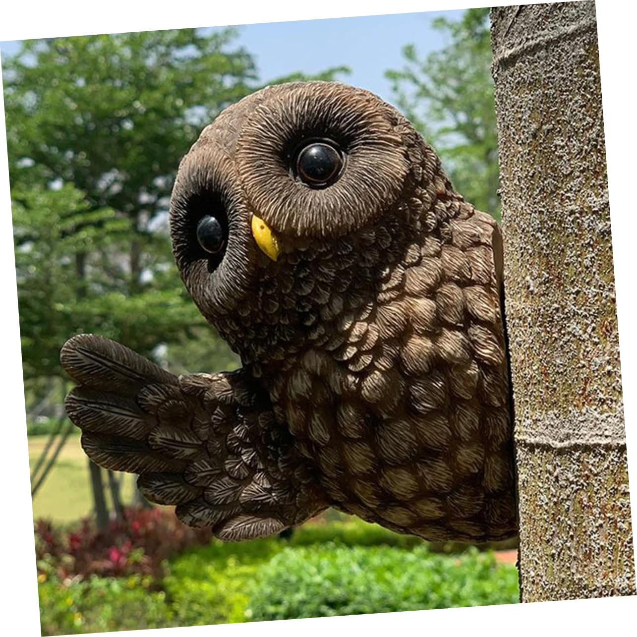 Amazon.co.jp: NUOBESTY 動物のツリーハガー フクロウの庭の彫刻  