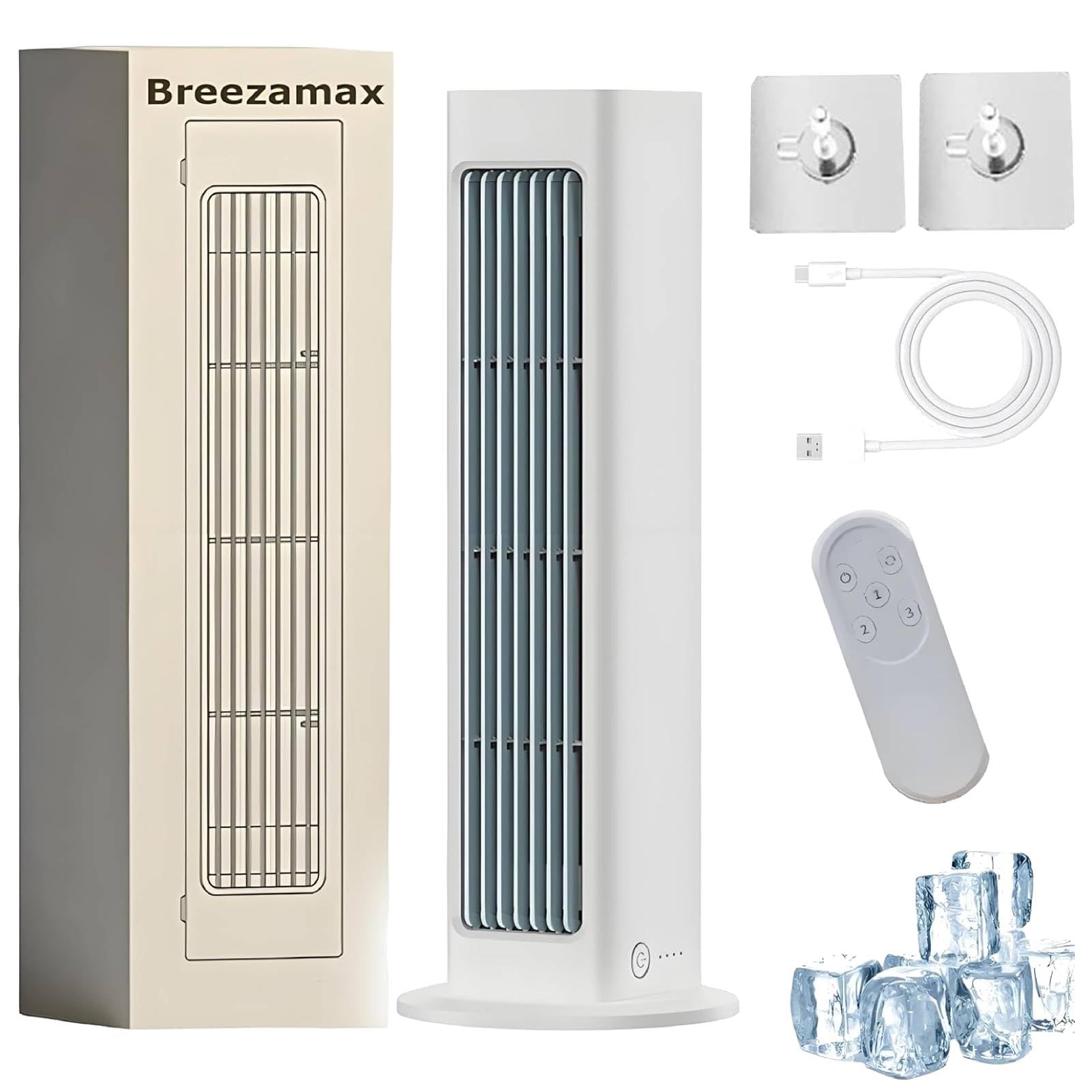 Breezamax, Breezamax, Breeze Max Air Cooler, Qinux Brizaac - Combate el calor abrasador y la humedad al instante, ultra silencioso de eficiencia energética de 3 velocidades, con gancho portátil