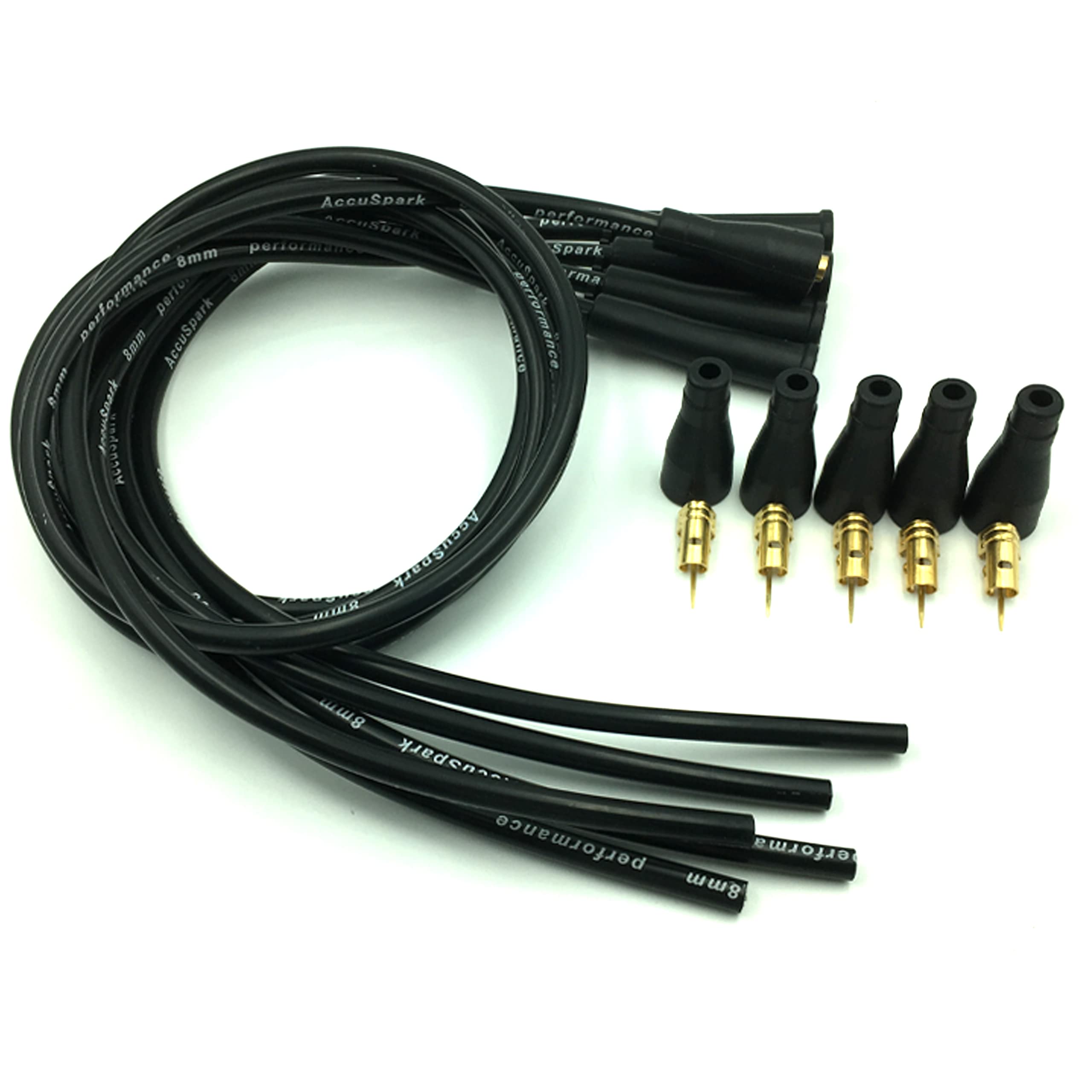 AccusparkBlack Silicon 8mm HT lead Custom leads for 4 cyl cars