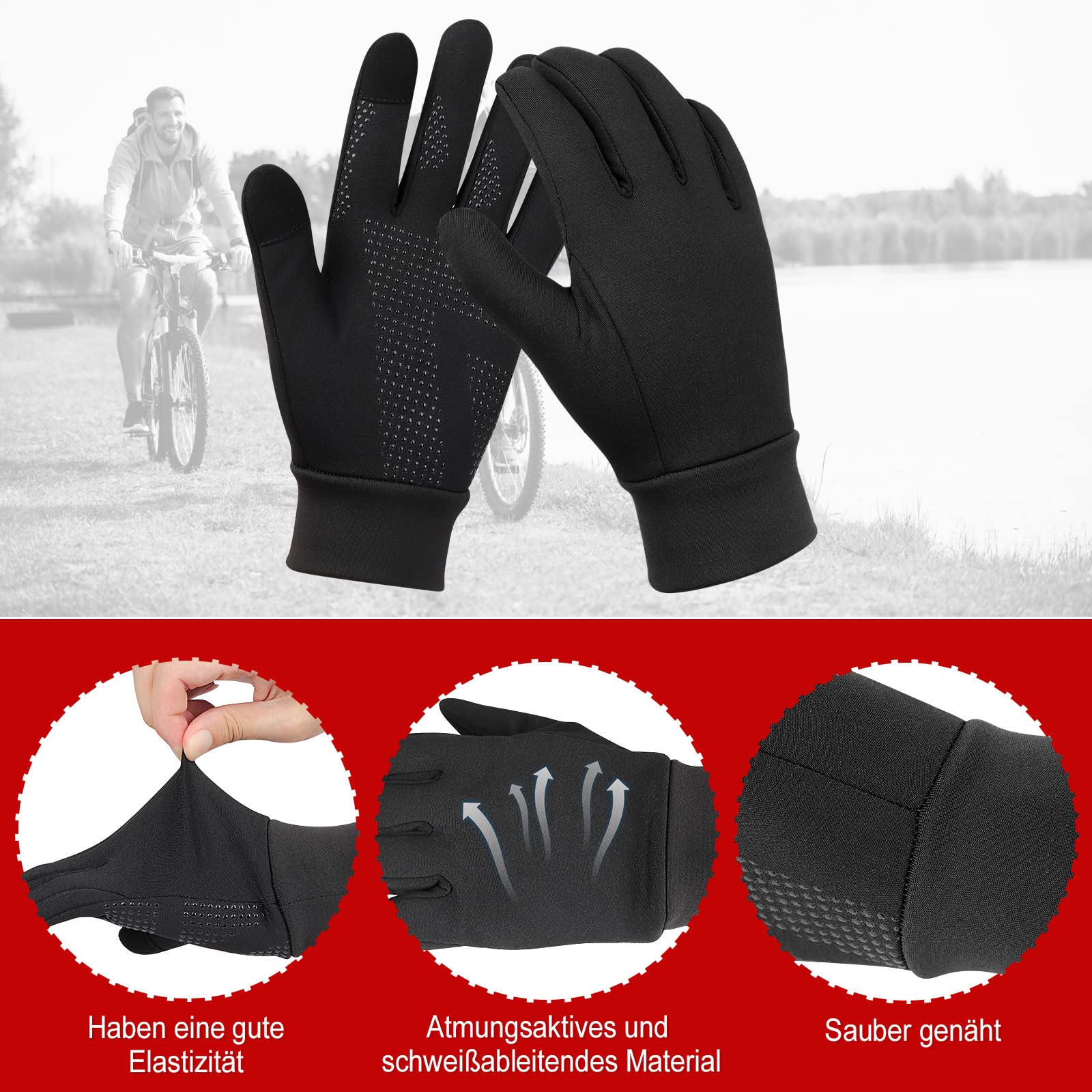 HASAGEI Gants de course en polaire pour écran tactile - Pour homme et femme - Pour l'extérieur