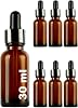 Afracam 30ml Dropper Dropper Bottle with Metal Lid Serum 30 cc Glass Bottle 6 Pieces Black Lid, AmberBrown
