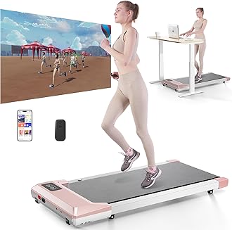 DeerRun 2025 Upgrade Walking Pad - Raceable Smart Under Desk Treadmill with Rewards Program, Quick Setup, 2.5HP, APP/Remote Control, LED Display, 300 lbs Capacity