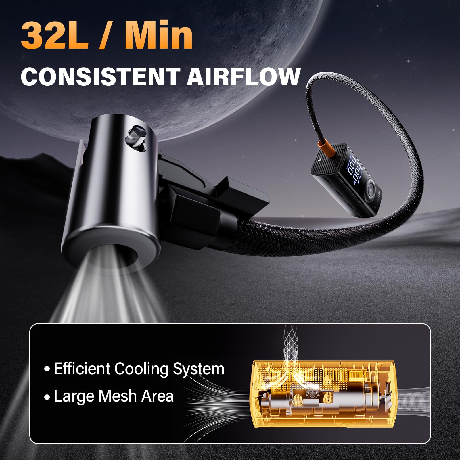 10000mha 150 Psi Tire Inflator Portable Air Compressor - 12V Car Tire Air Pump Portable with Pressure Gauge — view 5