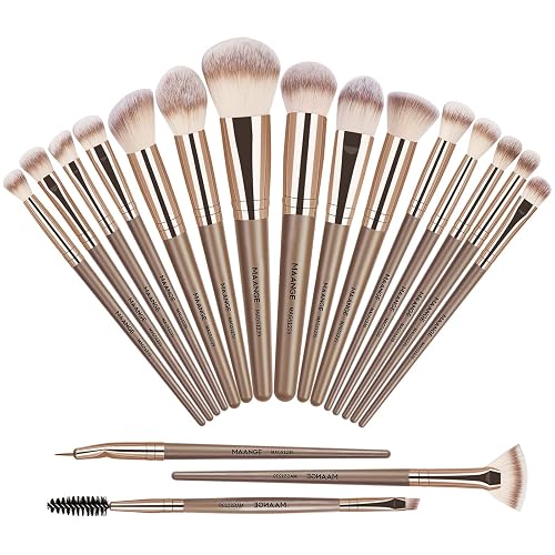 MAANGE 18 Pcs Premium Synthetic Makeup Brushes Set (Champagne)