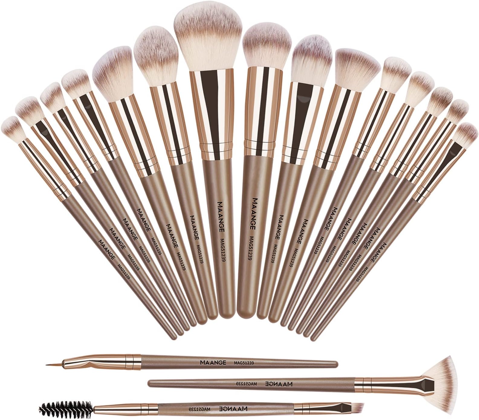 Make Up Brushes, MAANGE 18 Pcs Premium Synthetic Makeup Brushes Set Soft Foundation Powder Eyeliner Eye Shadow Makeup Brushes Professional (Champagne)