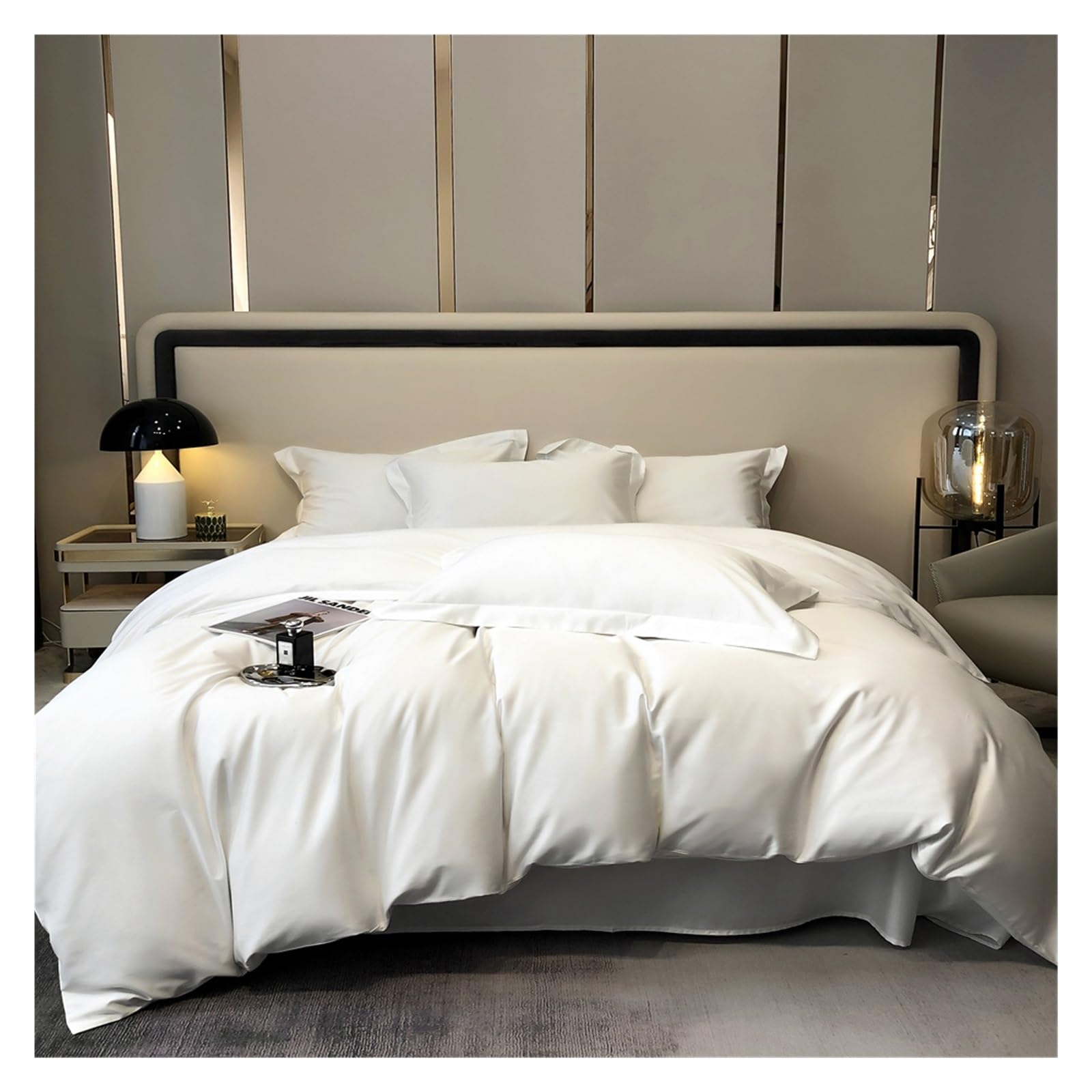 FYIYIEW double duvet set, Egyptian Cotton Bedding Sets Bed Linens Solid Color Sheet Pillowcase Duvet Cover Queen King