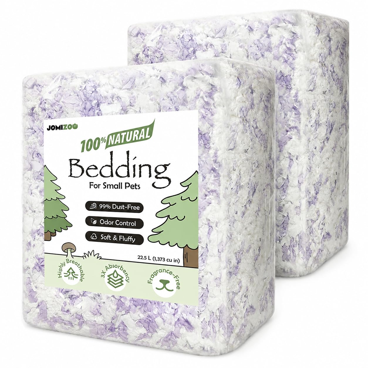 JOMIZOO Hamster Bedding 45L, 99% Dust-Free, Soft, Odor Control, Purple