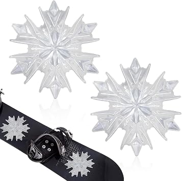 PEUTIER 2pcs Snowboard Stomp Pads, 3D Clear Snowflake Stomp Pads Snowboarding Antiskid Mat Snowboard Spike Stomp Grip Pad for Winter Snow Ice Ski Accessories