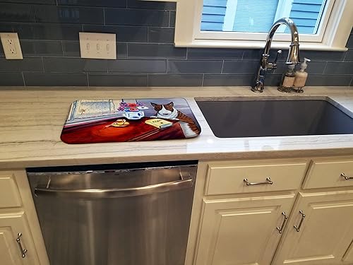 Miniatura 3 de Caroline's Treasures 7249DDM Bull Terrier - Tapete de secado de platos absorbente para encimera de cocina, tapete escurridor de platos para