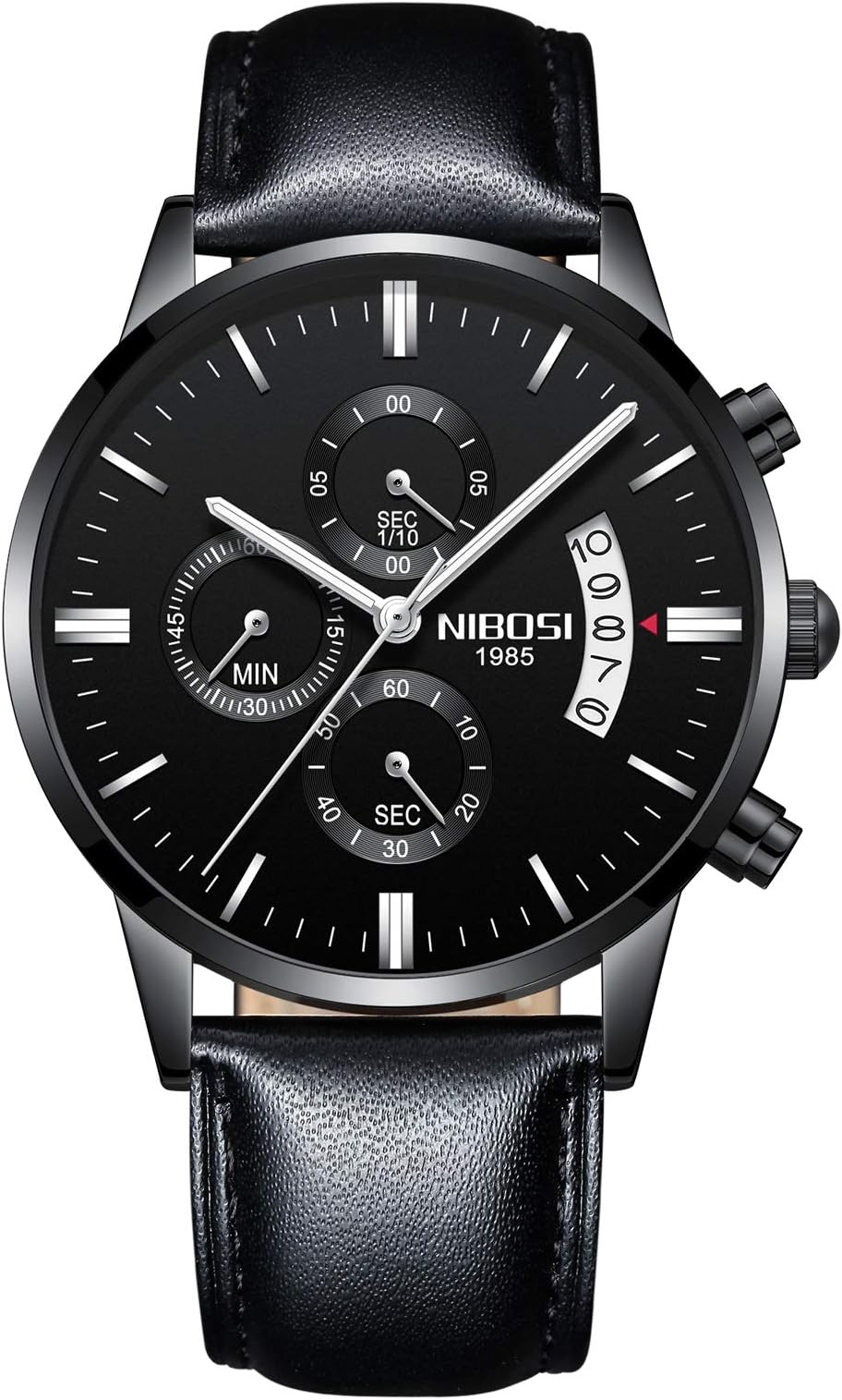 NIBOSI Watches Men Sport Quartz Watches Waterproof Chronograph Wrist Watch Gift Three-Eye 6-Pin Solid Leather Belt Watch | Gift for Men for Birthday and Rakhi