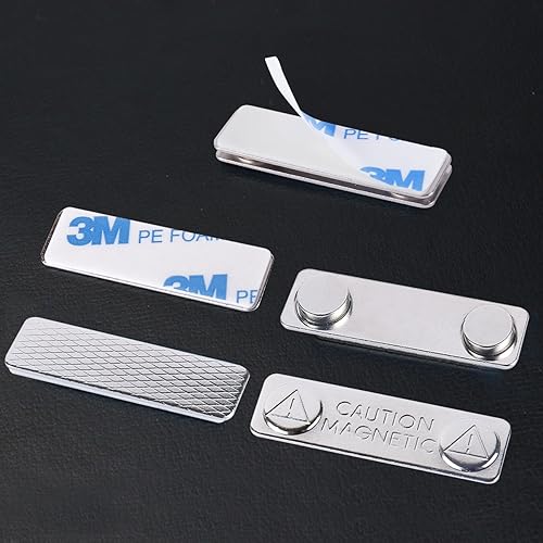 Vista 3 de Magreen Strong Magnetic Name Badge Holders with Steel Back Plate, 24 Pack Name Tags/ID Badge Magnets, Fastener with Adhesive on Front Plate,Strength