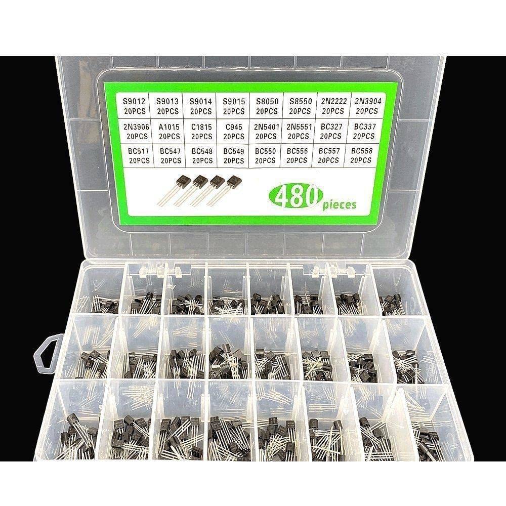 24values ​​x20pcs PNP/NPN Set di kit di transistor a commutazione di corrente for amplificatore a bassa e bassa frequenza ad alta e bassa frequenza S9012-15 S8050 2N2222 interruttore elettronico