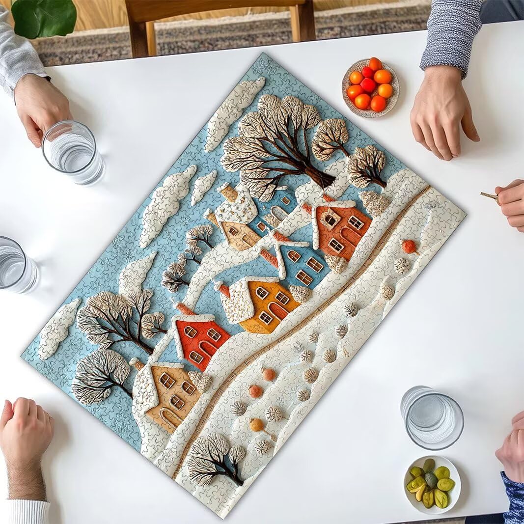 Puzzle zimowe Puzzle 1000 sztuk dla dorosłych, prezent dla kobiet/mężczyzn