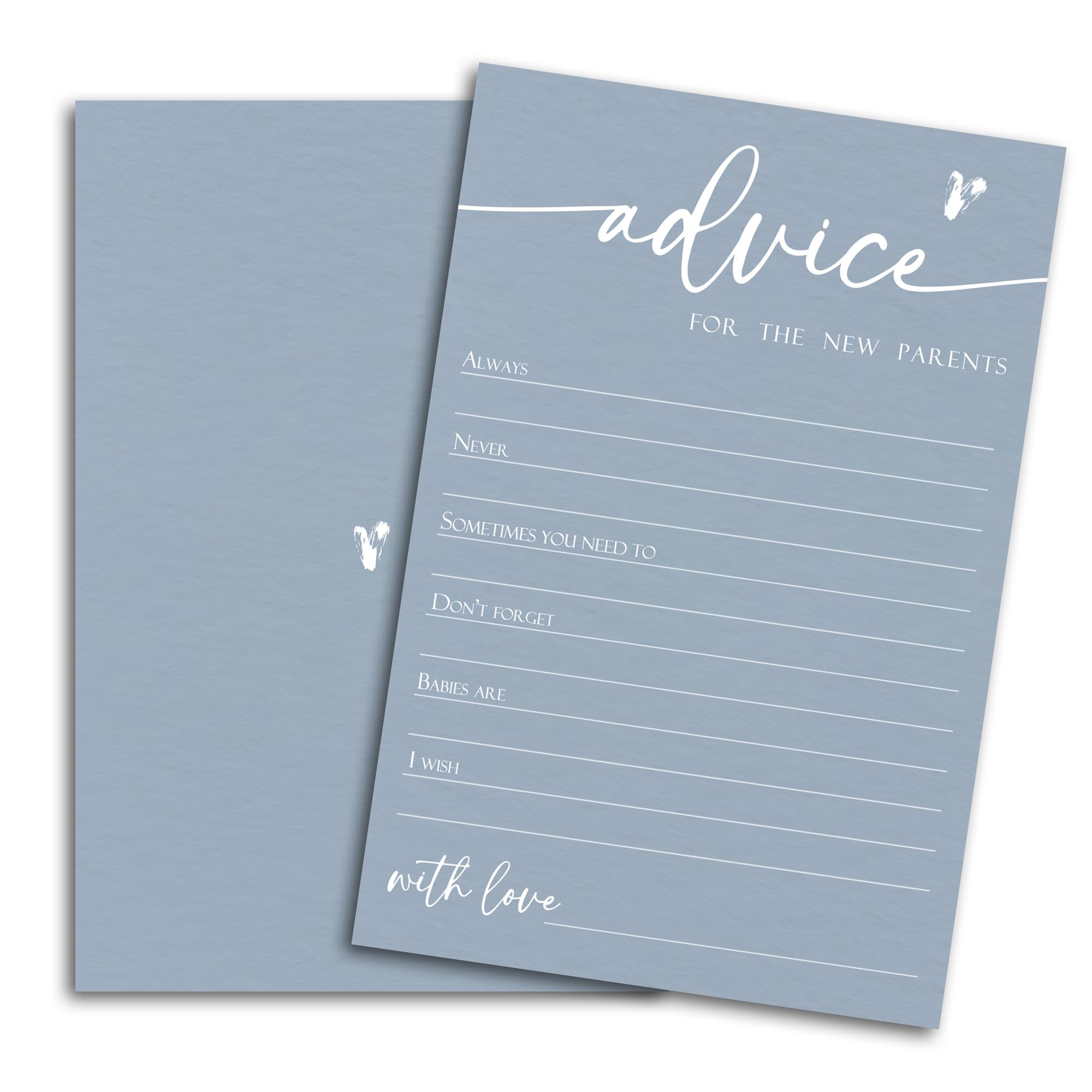 Vodbok 50 Pcs Advice And Wishes Cards For The New Parents, Baby Shower Decorations and favors Advice Card For New Mommy And Daddy Minimalism Blue-A04