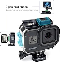 Vista 2 de GEPULY Carcasa impermeable para GoPro Hero 8 Negro - 60M (196 pies) de protección subacuática de montaje Shell con 2 adaptadores de zapata fría