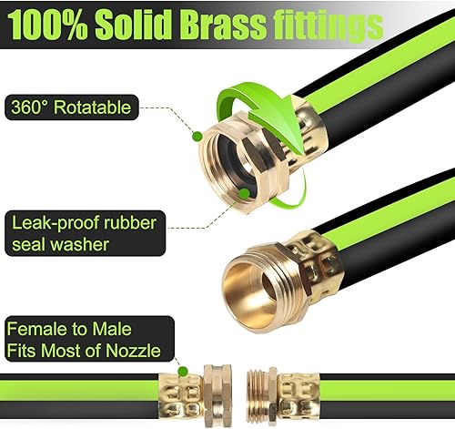 Miniatura 10 de SYEENIFY Manguera de jardín sin torceduras de 10 pies 58 pulgadas, manguera de agua híbrida resistente, manguera de goma flexible ultra duradera con