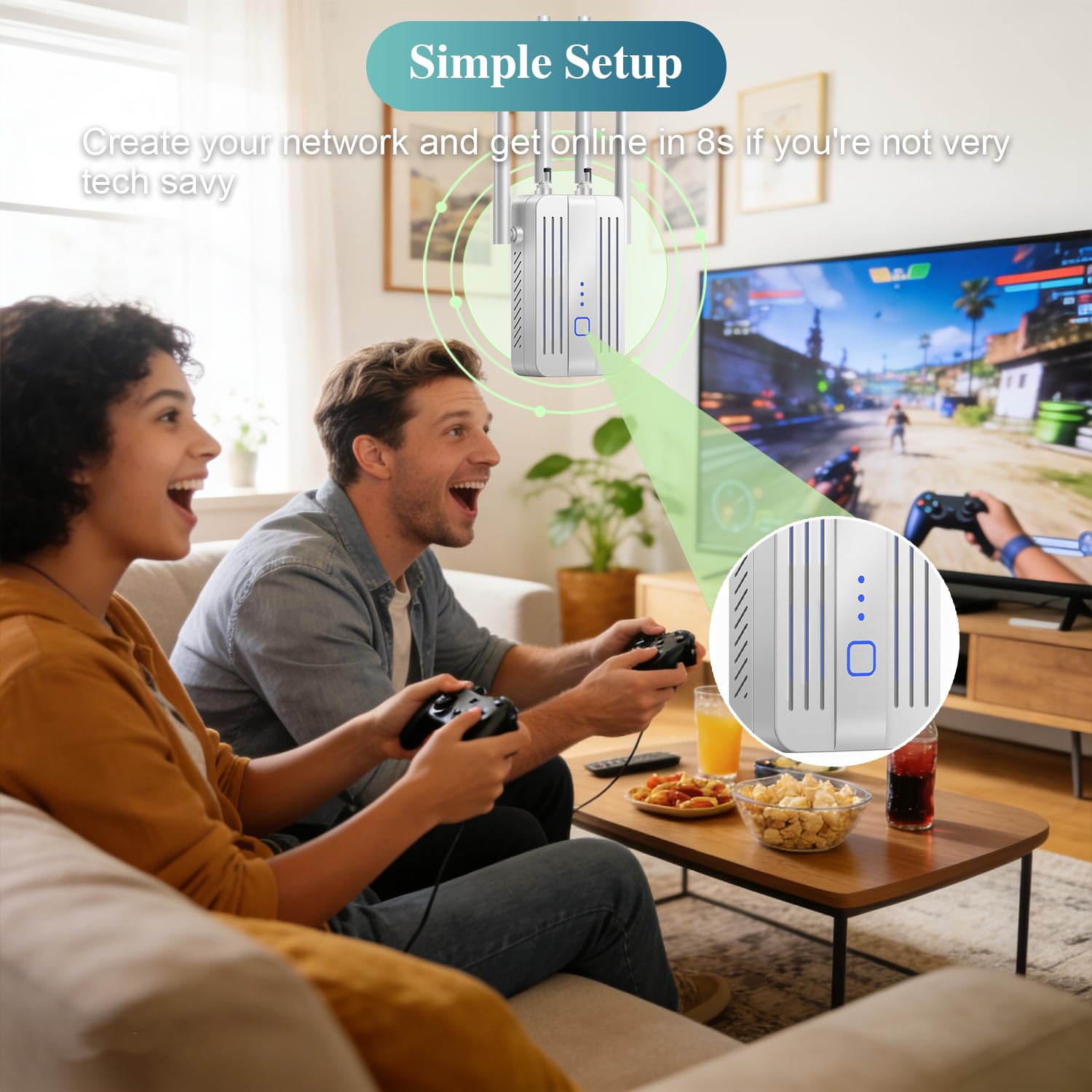 WiFi Extender Signal Booster for Home 2026 Internet Repeater Long Range Up to 9995 Sq. Ft. Whole Home WiFi Coverage — view 7