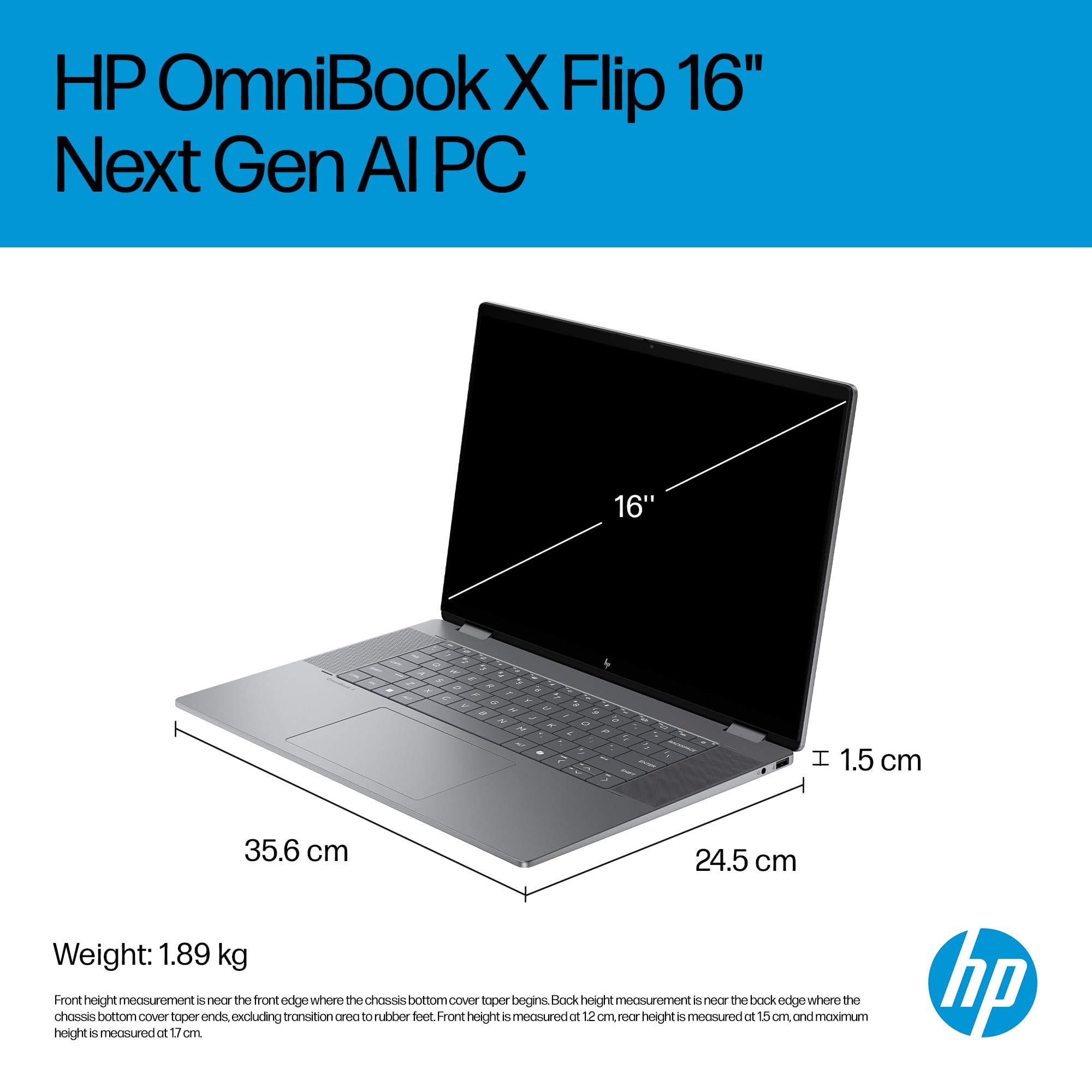 HP OmniBook X Flip NGAI 16" Laptop | CoPilot+ PC | AMD Ryzen AI 5 340 Processor | 16GB RAM | 512GB SSD | AMD Radeon 840M Graphics | 2K Touchscreen | Up to 21 Hrs Battery | Windows 11 | 16-ar0004sa — view 15