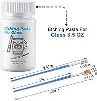 Vista 2 de Kit de crema para principiantes de vidrio de 3.5 onzas para diseños intrincados, pasta de grabado para manualidades, crea diseños grabados