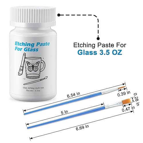 Miniatura 2 de Kit de crema para principiantes de vidrio de 3.5 onzas para diseños intrincados, pasta de grabado para manualidades, crea diseños grabados