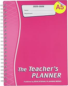 EDUCATIONAL PLANNING BOOKSThe Teachers Planner 2025-26 | (A5, 6 Periods) | Page-a-Day & Undated, with Dedicated Pages for Year Planning, Exams, Marking, Contacts, and more - (TP9-Pink)