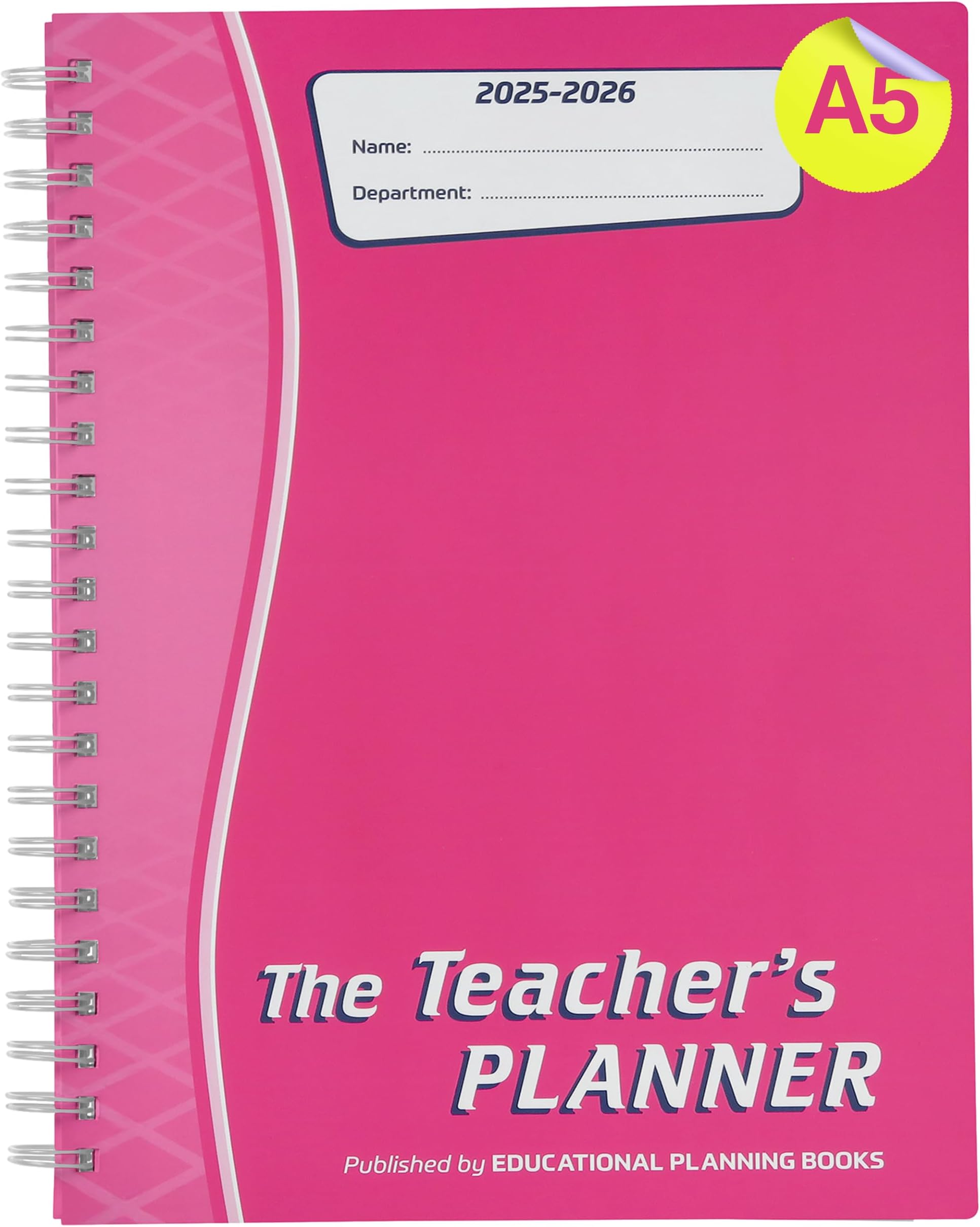EDUCATIONAL PLANNING BOOKSThe Teachers Planner 2025-26 | (A5, 6 Periods) | Page-a-Day & Undated, with Dedicated Pages for Year Planning, Exams, Marking, Contacts, and more - (TP9-Pink)