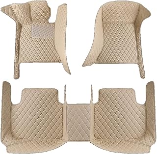 Car Floor Mats for Hyundai Venue 2019 2020, Custom Luxury Carpet Full Set Floor Liners Waterproof Non-Slip Front Rear Row Foot Pads Protection Interior Accessories,Beige