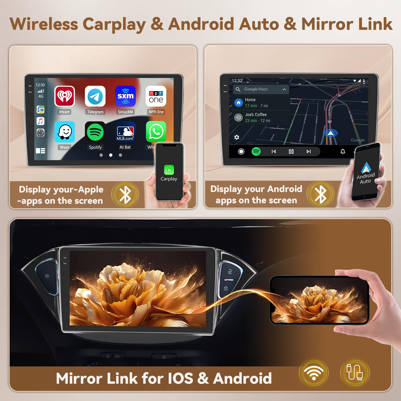 4+128G Radio Coche Android 15 para Opel Corsa 2015-2019/Opel Adam 2013-2016 con Incell Pantalla táctil de 9 Pulgadas,Carplay Android Auto Inalambrico BT/GPS/WiFi/FM/RDS+Cámara Trasera+Mic