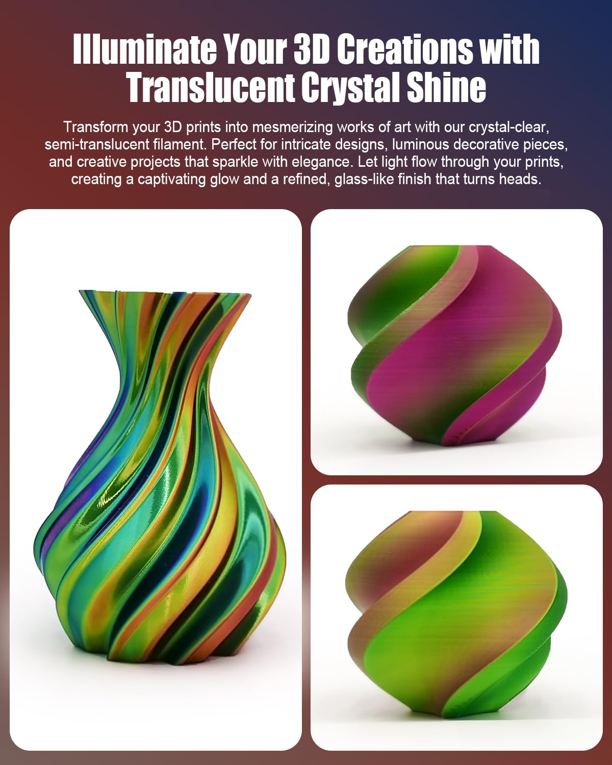 PLA filament do drukarki 3D, dokładność wymiarowa 1,75 mm ±0,02 mm, 1 kg, łatwy do drukowania, niewielkie odkształcenia, ulepszony materiał PLA do większości drukarek FDM (czerwony, żółty i zielony, 1