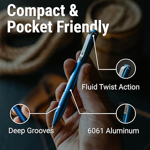 Miniatura 2 de Everyman Aegean Mini Twist Grafton Pen, mini bolígrafo EDC, bolígrafo de escritura de metal recargable de tamaño bolsillo, versátil con cartuchos,