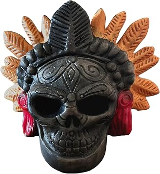 Aztec Death Whistle Loud - Authentic Mayan Screaming War Skull Black-Red-Gold